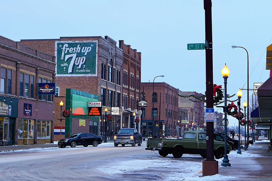 Specialized Business Insurance - South Dakota Town on a Busy Snowy Day During the Holiday Season